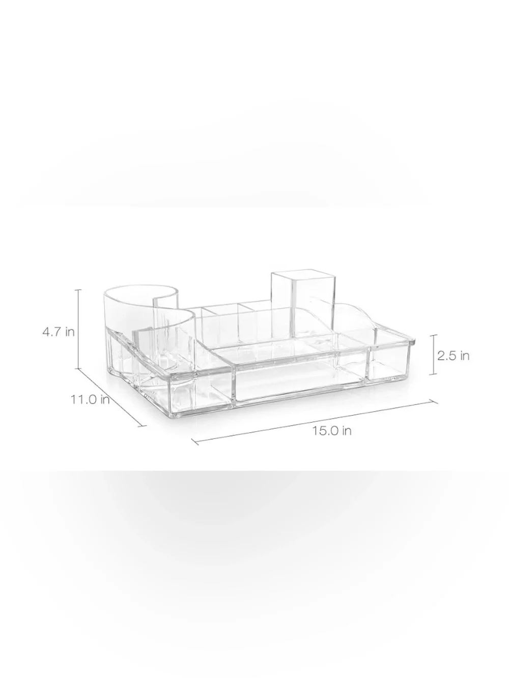 BINO 11 Compartment Jewelry and Makeup Organizer, clear acrylic - 15” x 11”